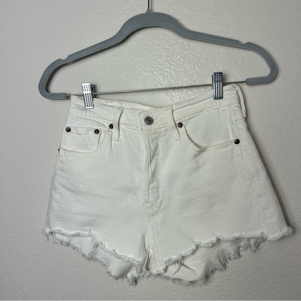 Levi's 501 White Frayed Jean Shorts